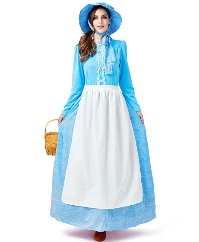 F1958 Women Pioneer Dress Colonial Prairie Costume Fancy Dress